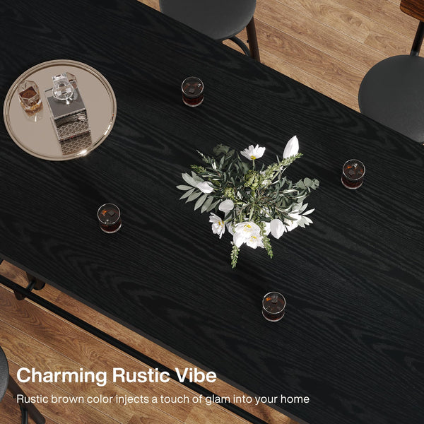 63-Inch Industrial Counter Height Bar Table with Metal Footrest