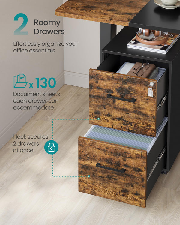 2-Drawer Mobile File Cabinet with Lock