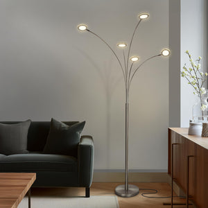 5-Head Arc Floor Lamp with Adjustable Arms