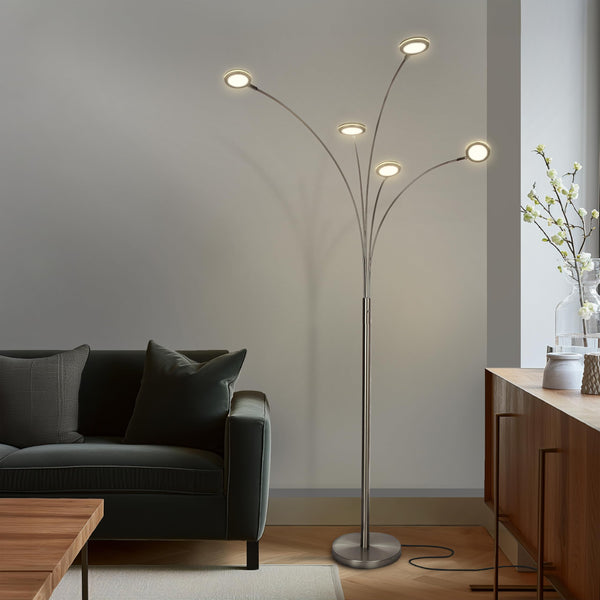 5-Head Arc Floor Lamp with Adjustable Arms