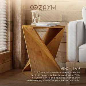 Twisted X Base Solid Wood End Table