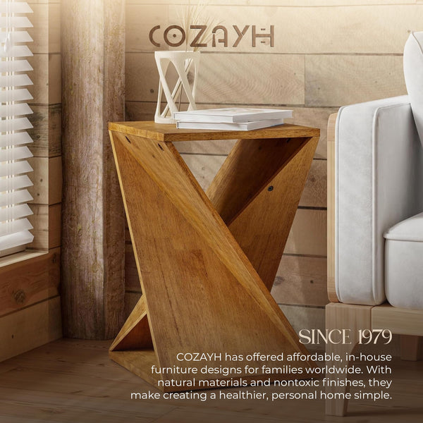 Twisted X Base Solid Wood End Table