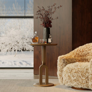 Solid Wood End Table with U-Shaped Base