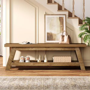55" Wood Entryway Bench with Shoe Storage