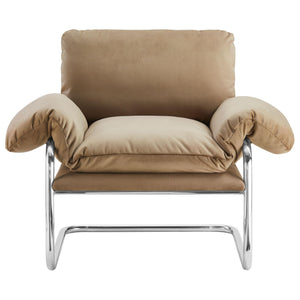 Velvet Accent Armchair with Removable Cushions