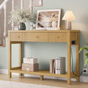 47-Inch Console Table with Charging Station, 3 Drawers & Open Shelf
