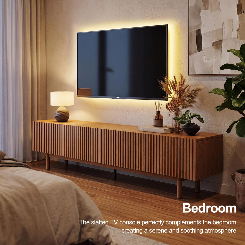 Mid-Century Modern TV Stand for 70-100 Inch TVs with Storage