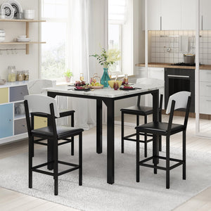 5-Piece Counter Height Dining Table Set with Upholstered Bar Stools
