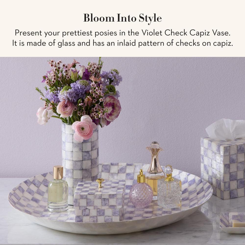 Capiz Small Flower Vase – Check Pattern