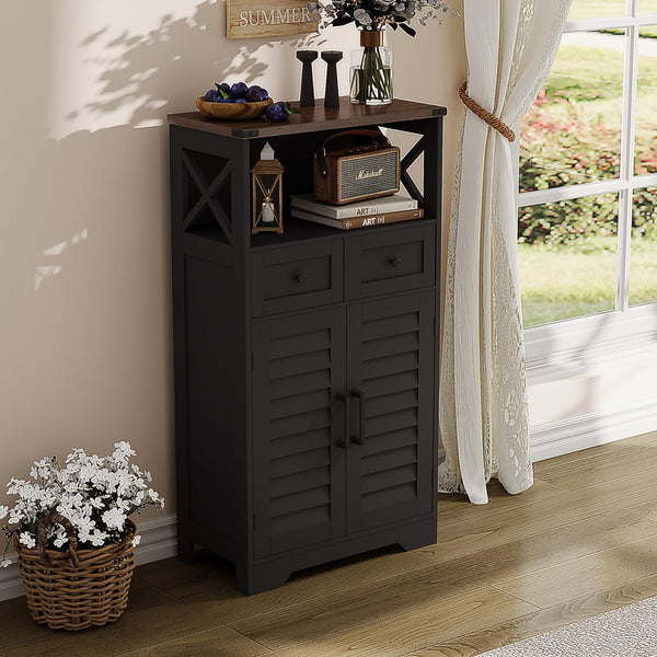 Farmhouse Storage Cabinet with Doors and Drawers