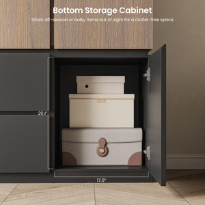 3-Door Wardrobe Armoire with Mirror & Drawers