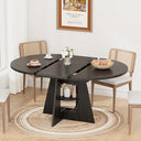 Round Extendable Dining Table with Storage Shelf — Seats 4 to 8