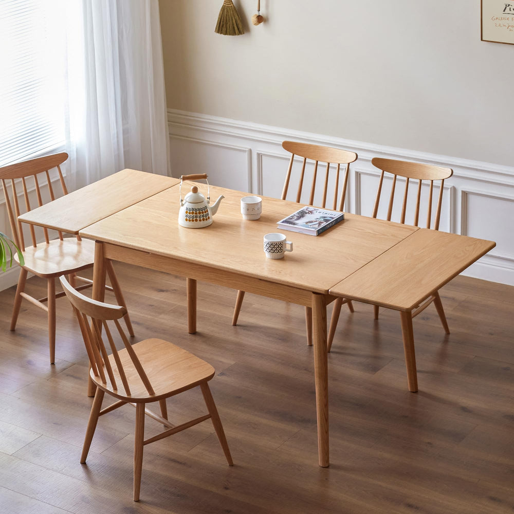 Extendable Solid Oak Dining Table – 49" to 77", Seats 6–10