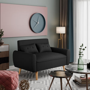 48" Corduroy Loveseat Sofa with Tufted Back & Tapered Legs