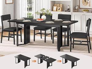 5-Piece Extendable Dining Table Set with Cushion Chairs