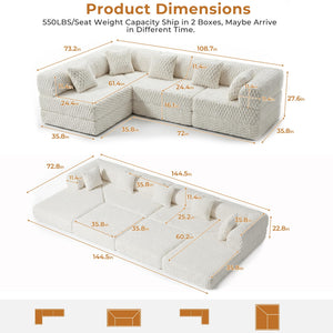 108" Modular Sectional Sofa Futon Convertible Sleeper