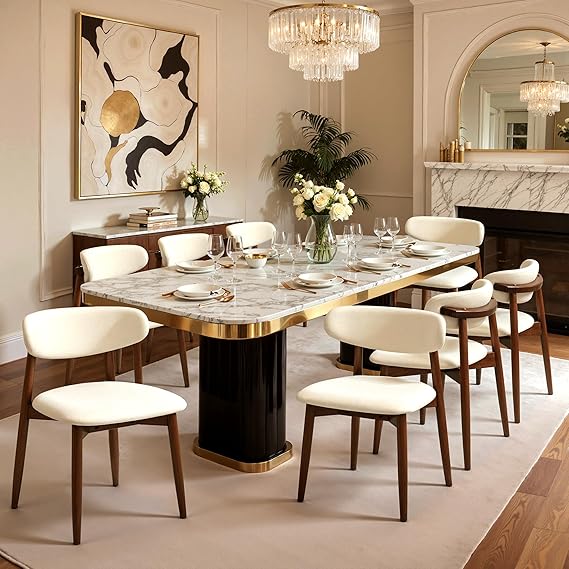 Upholstered Dining Chairs with Ergonomic Curved Backrest