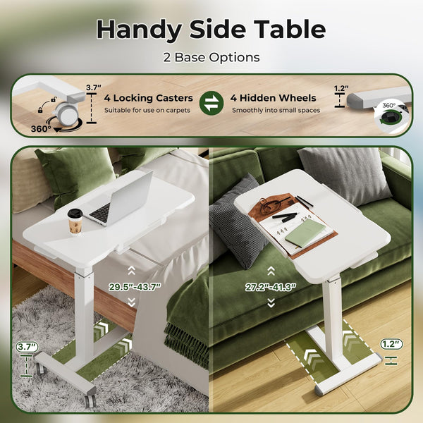 Rolling Laptop Desk with Lockable Wheels | Height Adjustable Standing Desk