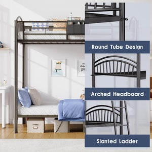 Twin Over Twin Metal Bunk Bed with Storage