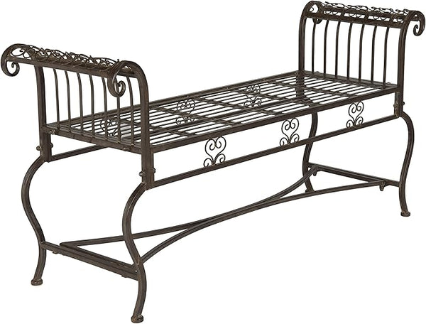 Iron Garden Bench – Antique Scrollwork, 2-Person Outdoor Seat