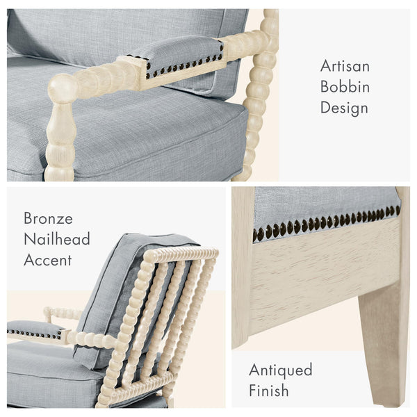 Bobbin Accent Armchair | Open-Back Spindle | Upholstered Seat