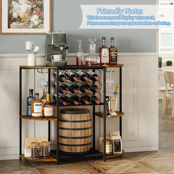 3-Tier Wine Bar Cabinet with LED Lights