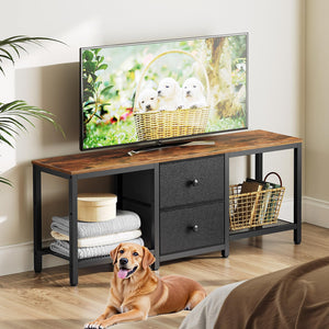 47-Inch TV Stand with 2 Fabric Drawers & Mesh Shelves – Fits TVs up to 55"