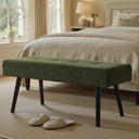 Corduroy Upholstered Entryway Bench with Metal Frame