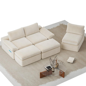 108" U-Shape Modular Sectional Sofa with Ottoman