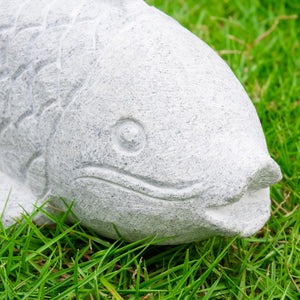 Hand Carved Granite Fish Garden Statue — Outdoor Lawn & Patio Decor