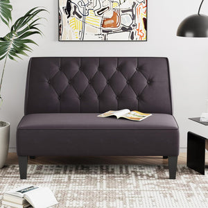 Upholstered Loveseat Bench Settee – Velvet Armless Small Sofa