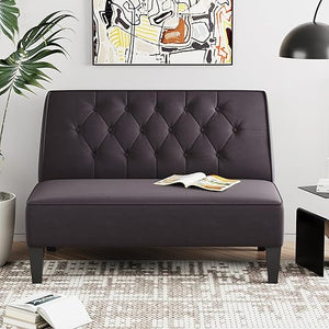 Button-Tufted Velvet Loveseat Settee Bench