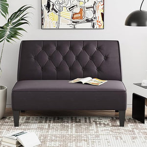 Button Tufted Loveseat Settee Bench – Velvet Upholstered 2-Seat Sofa
