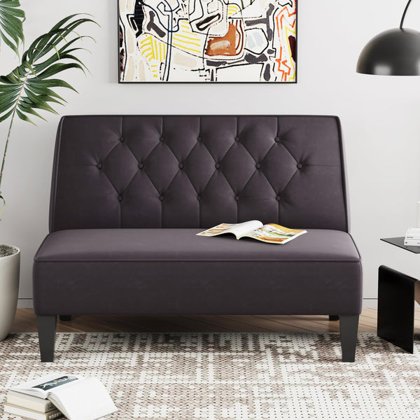 Button Tufted Loveseat Settee Bench – Velvet Upholstered 2-Seat Sofa