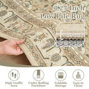 9x12 Moroccan Boho Area Rug – Washable, Non-Slip, Low Pile