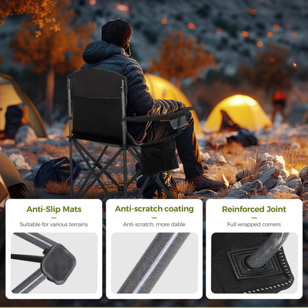 Oversized Folding Camping Chair with Cup Holder & Lumbar Support