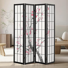 Cherry Blossom Japanese Room Divider Screen – Folding Wood Privacy Panel
