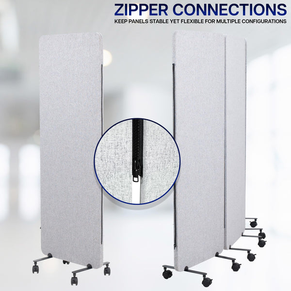 6-Panel Mobile Privacy Panel System – 145" x 66" Freestanding Room Divider