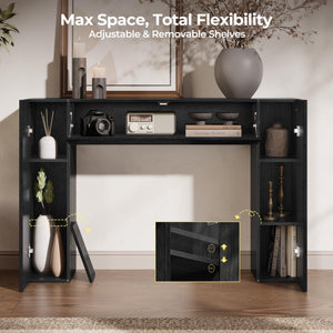 43" Fluted Narrow Console Table with Storage