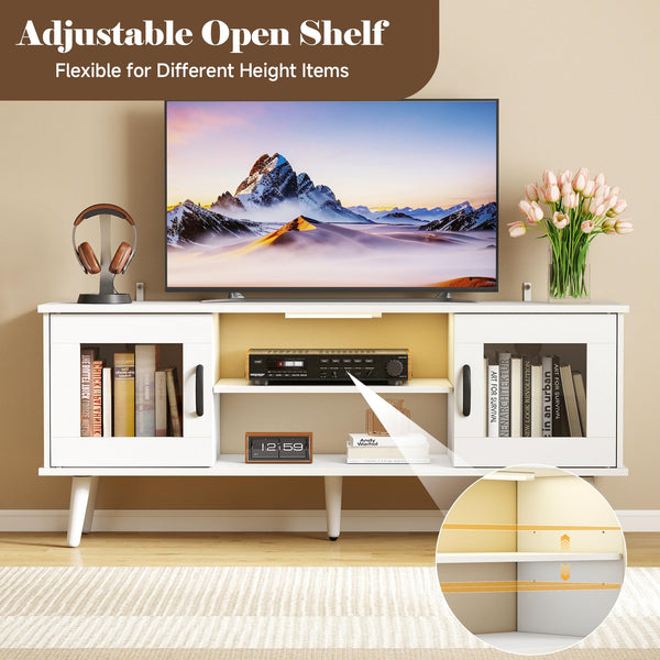 Mid-Century Modern TV Stand with LED Light — Fits up to 55"