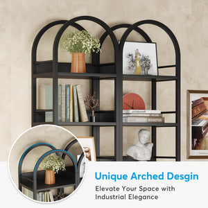 6-Tier Arched Bookcase with Metal Frame