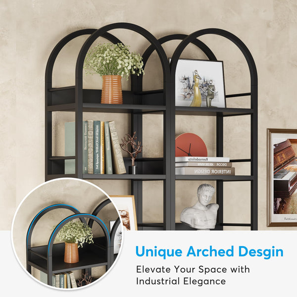 6-Tier Arched Bookcase with Metal Frame
