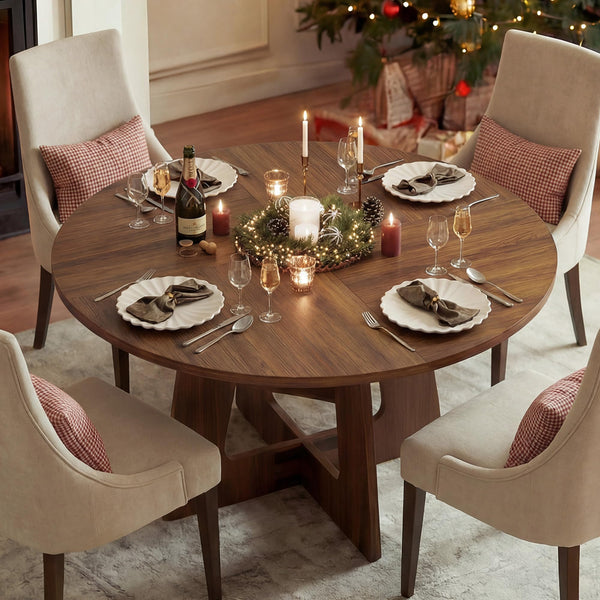 Round Dining Table 47 Inch with Under-Table Storage