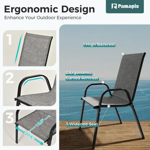 7-Piece Outdoor Patio Dining Set – Steel Slat Table & Textilene Chairs