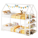 Twin Over Twin House Bunk Bed with Storage Shelf