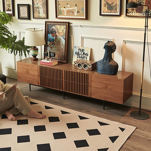 Mid-Century Modern TV Stand with 4 Storage Cabinets