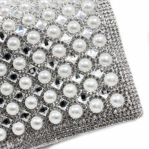 Decorative Throw Pillow with Pearl & Rhinestone Embellishment
