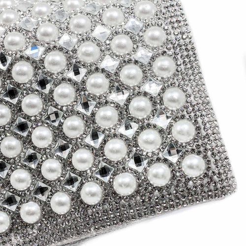 Decorative Throw Pillow with Pearl & Rhinestone Embellishment