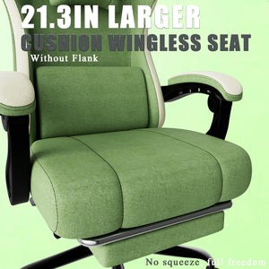 High Back Fabric Gaming Chair with Footrest & Lumbar Support