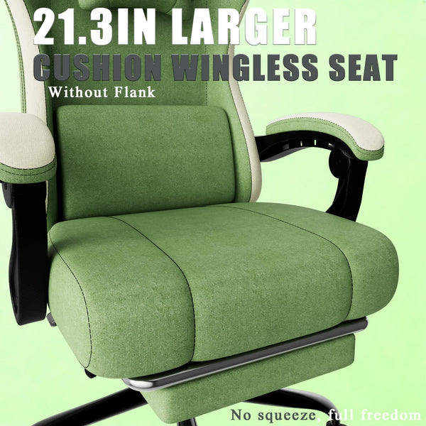 High Back Fabric Gaming Chair with Footrest & Lumbar Support